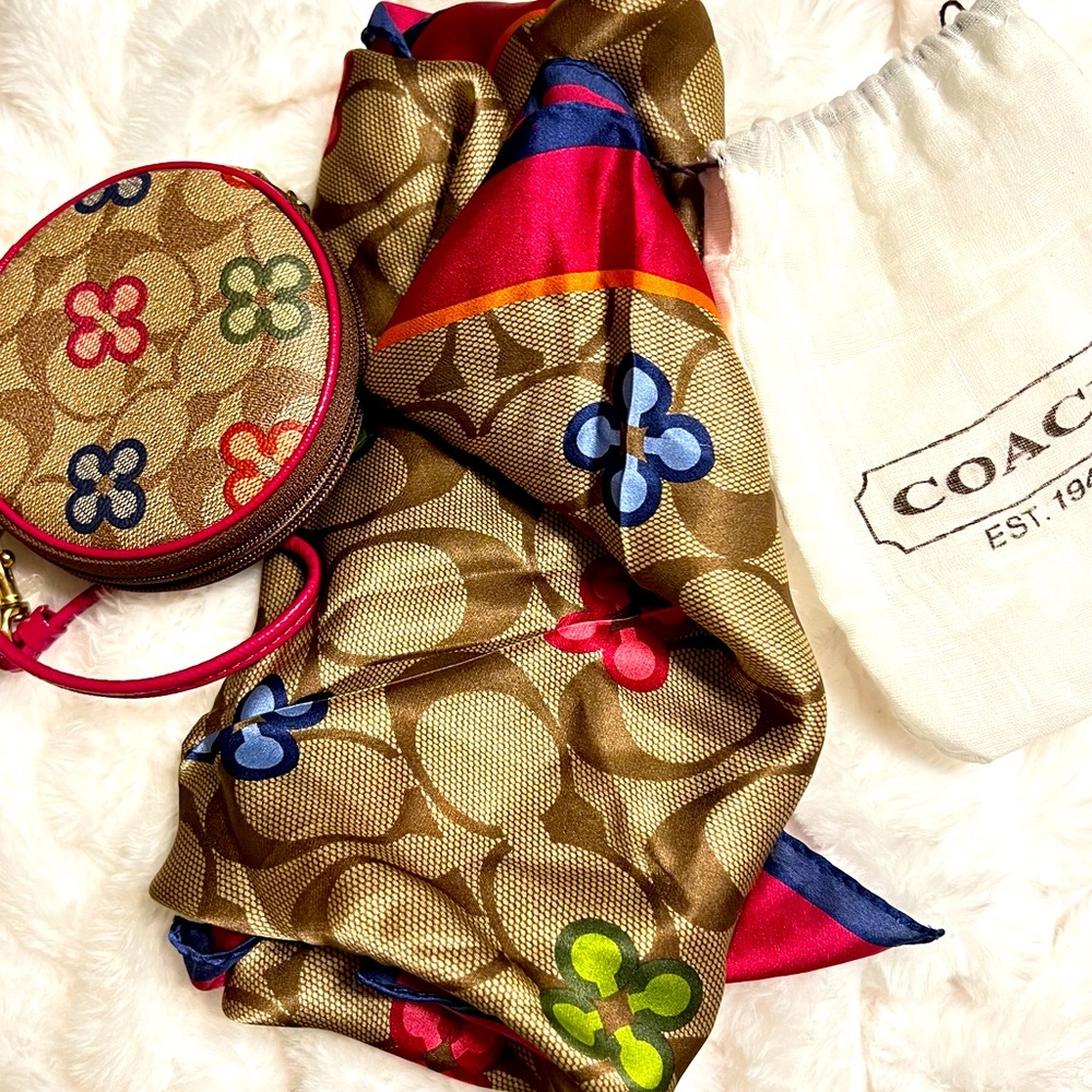 COACH wristlet, scarf, and dust bag